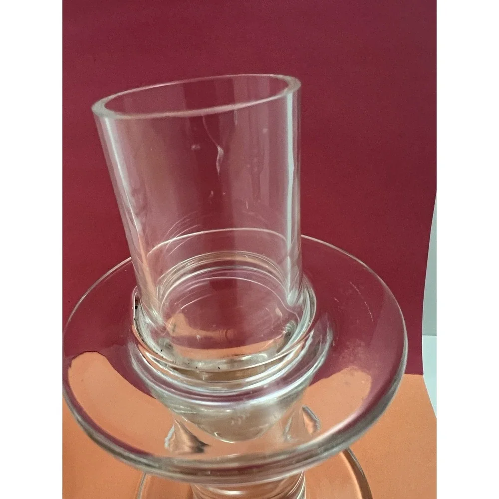 Vintage Krosno Glass Candle Holders Poland 2 Candle Stick Clear Tall Deco